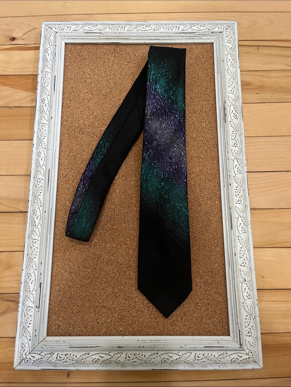 Black Tie with Iridescent Green and Purple Pattern by Christian Dior